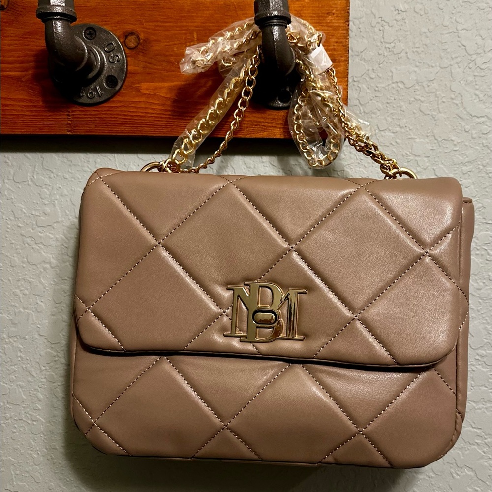 Badgley Mischka Quilted Crossbody Bag in Taupe